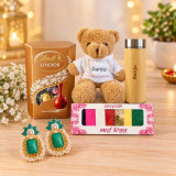 Personalized Teddy, Bottle & Sweet Hamper DKG-2071