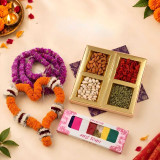 Tihar Gift Box with Dry Nuts, Mala & Tika JNK-8221