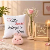 Couple-Themed Acrylic Lamp With Flower Vase Hamper DKG-2097