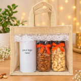 Corporate Gift Set with Dry Nuts & Logo Printed Aluminium Bottle JNK-8254