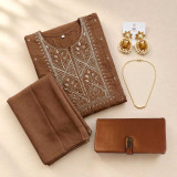 Unstitched Kurta Set with Jewelry & Purse JNK-8274