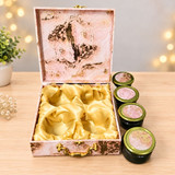 Elegant Pink Marble & Gold Touch Decorative Gift Box with 4 Glass Jars