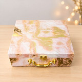 Elegant Pink Marble & Gold Touch Decorative Gift Box with 4 Glass Jars