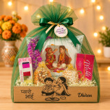 Personalized Gift Box with Photo Cushion, Dry Nuts & Tihar Essentials