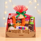 Bhai Tika Gift Box with Snacks, Sweets, Dry Nuts & Wallet