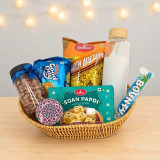Snacks with Candle & Glass Bottle