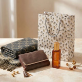 Brown Purse, Black Woolen Shawl & Perfume Gift Set