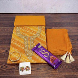 Unstitched Kurta Set with Accessories & Chocolate Gift for Her