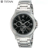 Titan Black Dial Metal Strap Watch for Men (1698SM01)