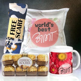 Ferrero Chocolate, Best Aama Cushion and Coffee Mug (Free Scarf)