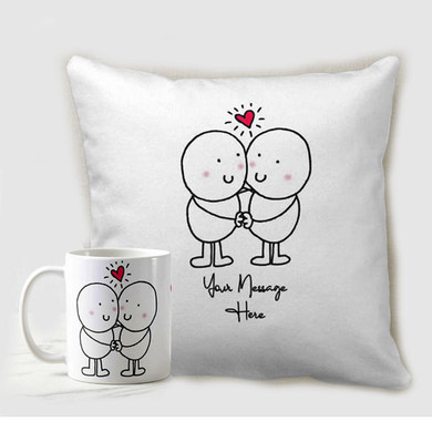 Couple In Love Custom Printed Cushion And Coffee Mug