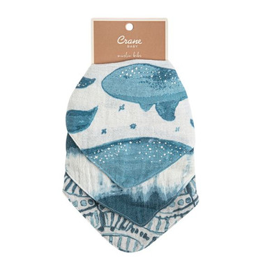 Crane Baby Caspian 3pc. Muslin Bib Set