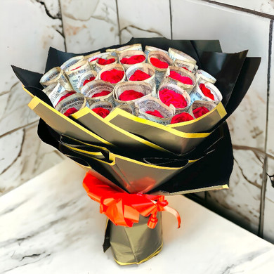 Stunning Red Roses With Money Bouquet