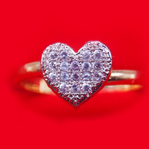 White Stone Studded Heart Shaped Ring