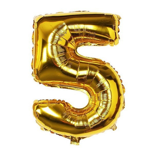 Foil Balloon Number "5" - Bright Golden