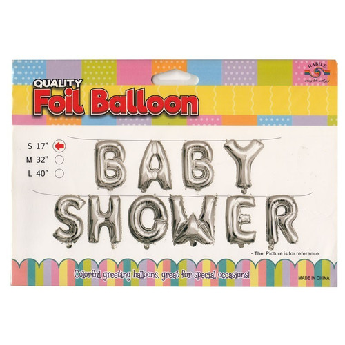 Baby Shower Silver Foil Balloon Banner - 10 pcs 17"