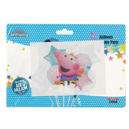 Colorful Peppa Pig Foil Balloon - 5 pcs