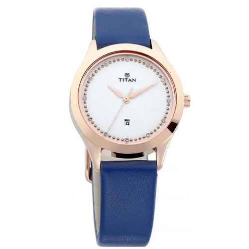 Titan Sparkle White Dial Analog Date Function Watch for Women