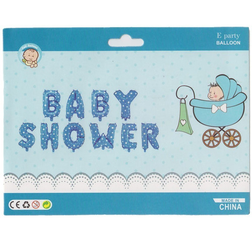 Baby Shower Blue Foil Balloon Banner - 10 pcs 17"