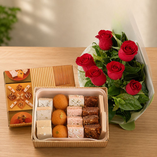 Sweets Assortment and Flower Bunch