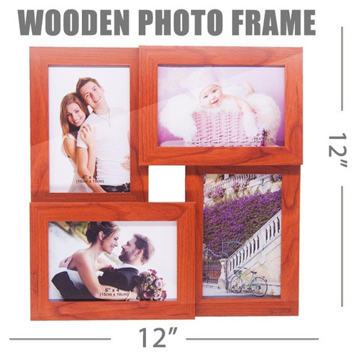 4 Pictures Collage Wooden Photo Frame