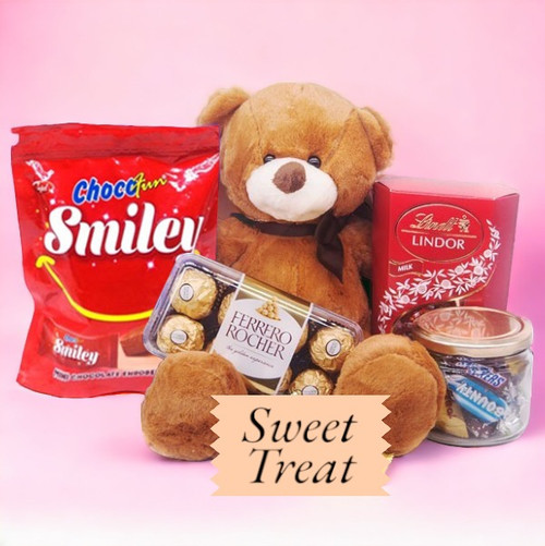 Chocolates Hamper with Cute Teddy Bear