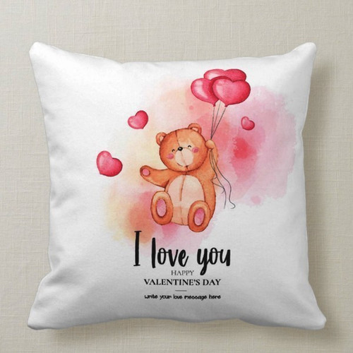 ''I Love you Happy Valentine's Day'' Printed Cushion Gift