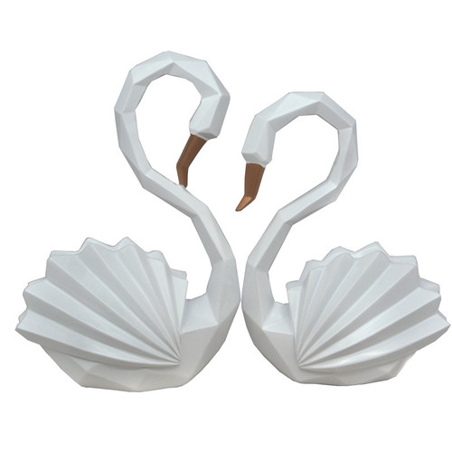 Unique Couple Swan Statue (White)- 8''
