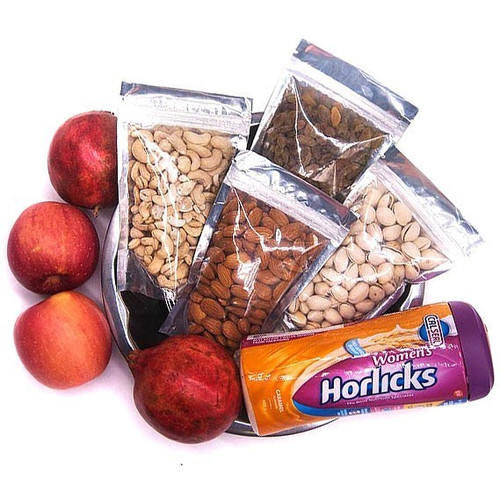 Fresh Fruits, Nuts & Women's Horlicks Tray