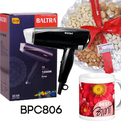 Baltra Hair Dryer Hexa with Dry Nuts & Best Aama Printed Mug