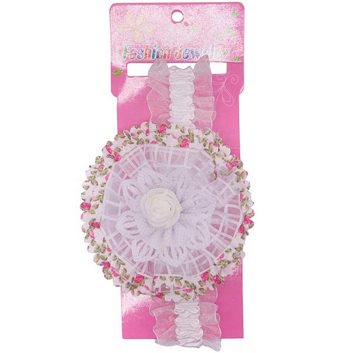 Elegance Rose Design Baby Headband - White