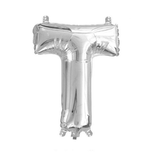 Foil Balloon Alphabet "T" - Silver