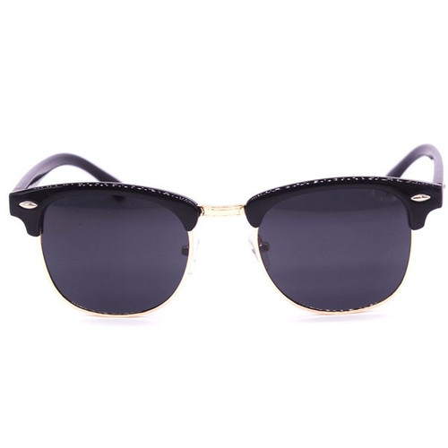 Half Rim Wayfarer Shaped Black Sunglasses
