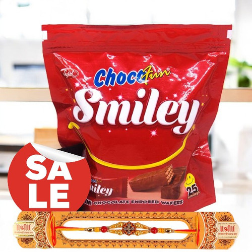 Chocofun Smiley Wafer Chocolates With Beautiful Rakhi Thread