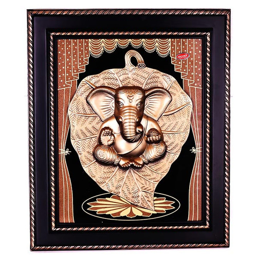 Lord Ganesh Ji On Leaf Wall Frame
