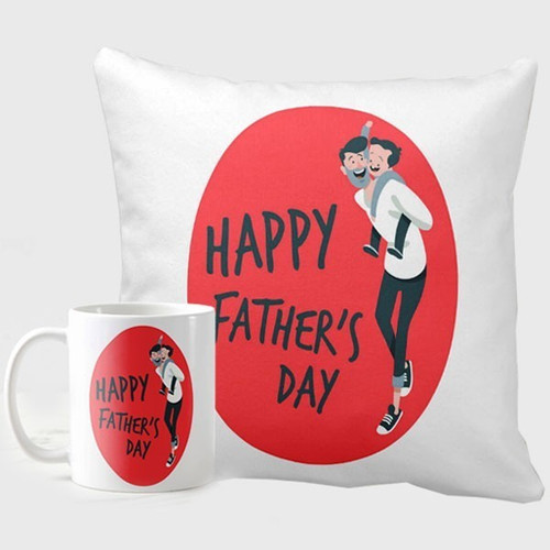 "Happy Father's Day" Printed Cushion & Mug