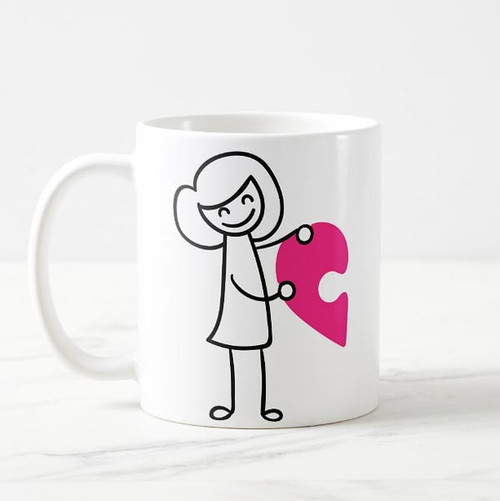 Couple Connected with Heart Mug Set