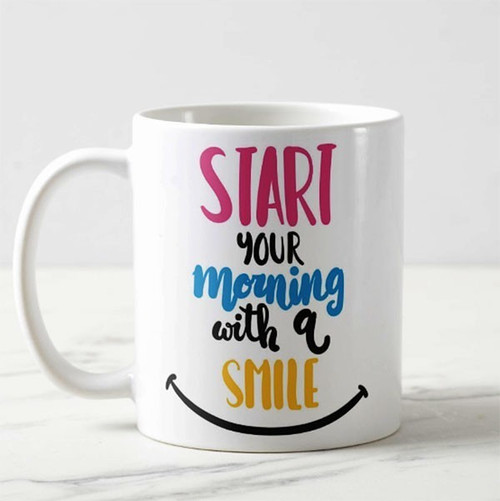 ''Start Your Morning With A Smile'' Printed Mug