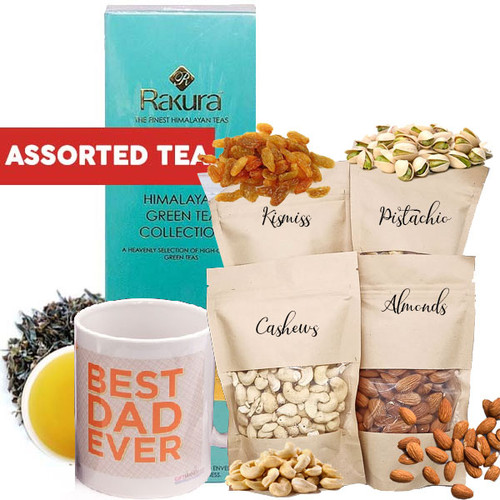 Dry Nuts, Best Dad Mug & Rakura Tea Gift Box