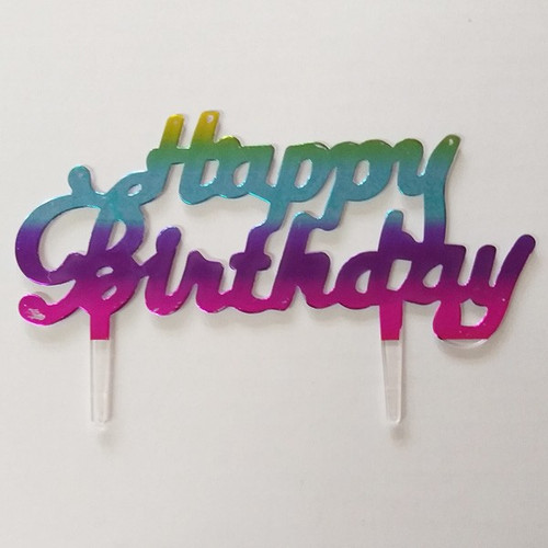 Mini ''Happy Birthday'' Cake Topper - Pink & Blue