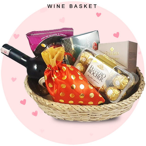 Wine Chocolates Dry Nuts Gift Basket