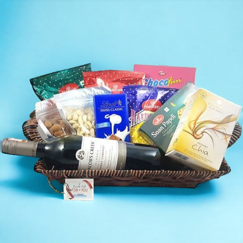 Jacob's Creek Wine, Namkeens Goodies Basket
