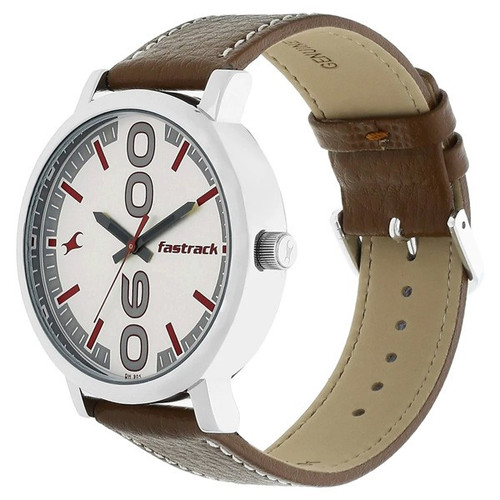 Fastrack Bold White Dial Analog Watch For Men - 38052SL07