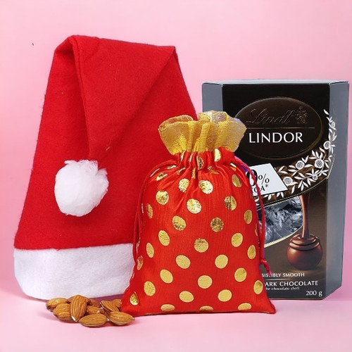 Christmas Celebrations Cap With Lindt Chocolate Box & Almonds