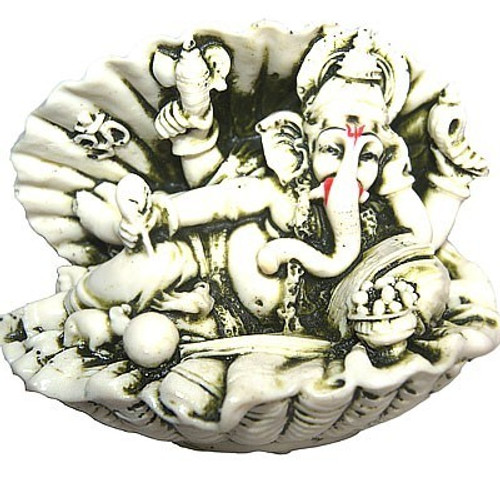B/W Shell Ganesh Ji (4 inch) - Green
