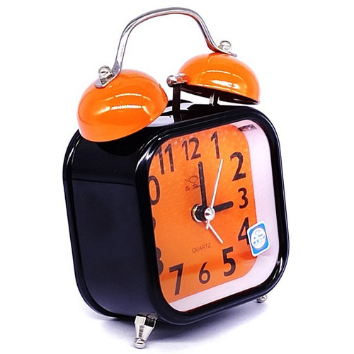Orange Dial Square Shaped Alarm Clock 4.8''