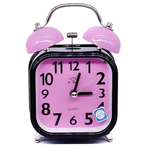 Pink Dial Square Shaped Alarm Clock 4.8''