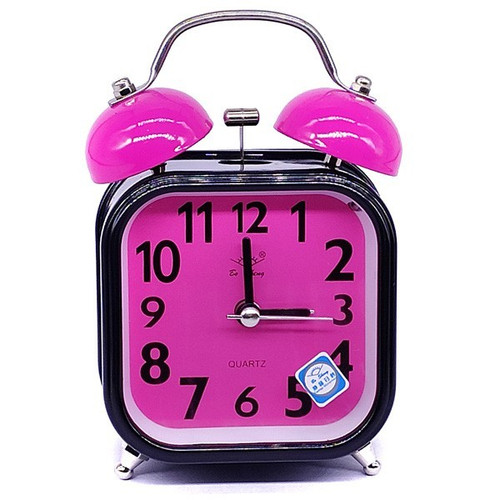 Dark Pink Dial Square Shaped Alarm Clock 4.8''