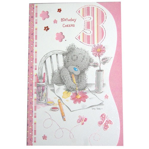 Birthday Cheers for 3 year Pink - Greeting Card