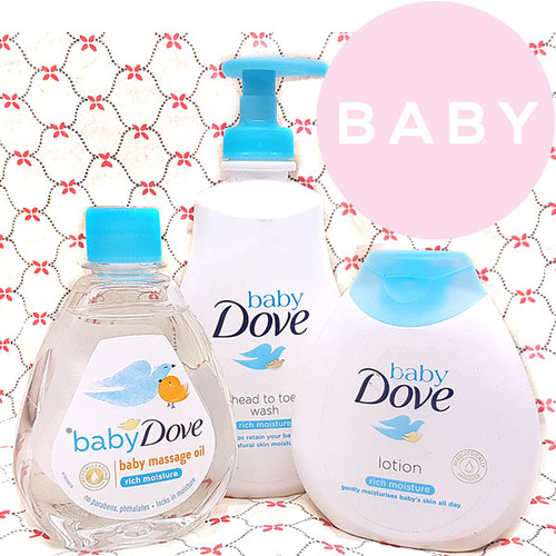 Baby Dove Rich Moisture Body Wash, Lotion & Massage Oil Gift Combo